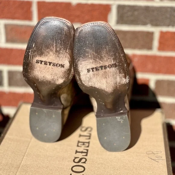 Like NEW! STETSON HANDMADE MEN’S COWBOY BOOTS SIZE 9 EE - Picture 5 of 8